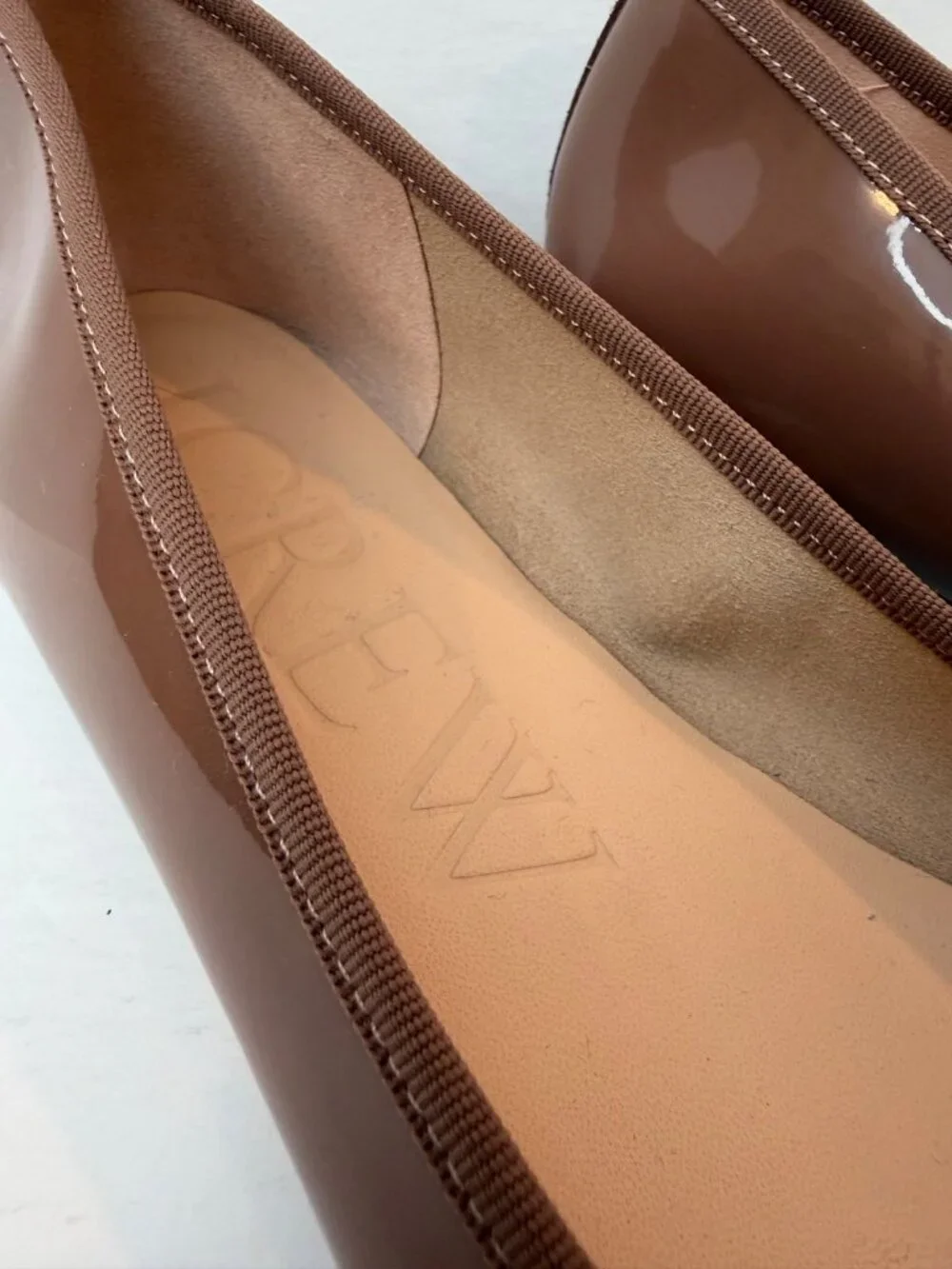 J. Crew Women's Teagan Ballet Pumps Size 10 1/2 Patent Leather Taupe Brown NWOB